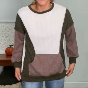 Olive and Mocha Colorblock Sweater